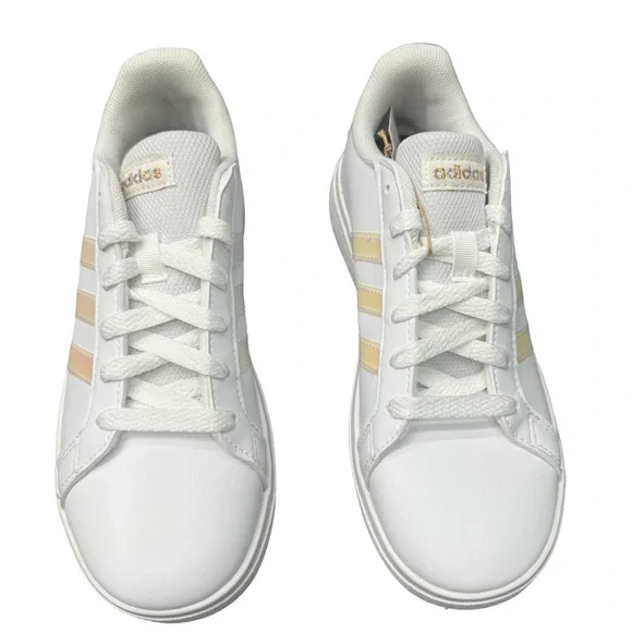 Adidas Grand Court 2.0 Kids Sneakers Size 3 White Multicolor Stripes BNIB Unisex - Picture 3 of 9